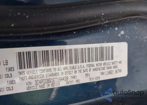 2014 Dodge Journey Sxt z USA, uszkodzony, nr VIN 3C4PDDBG1ET154439